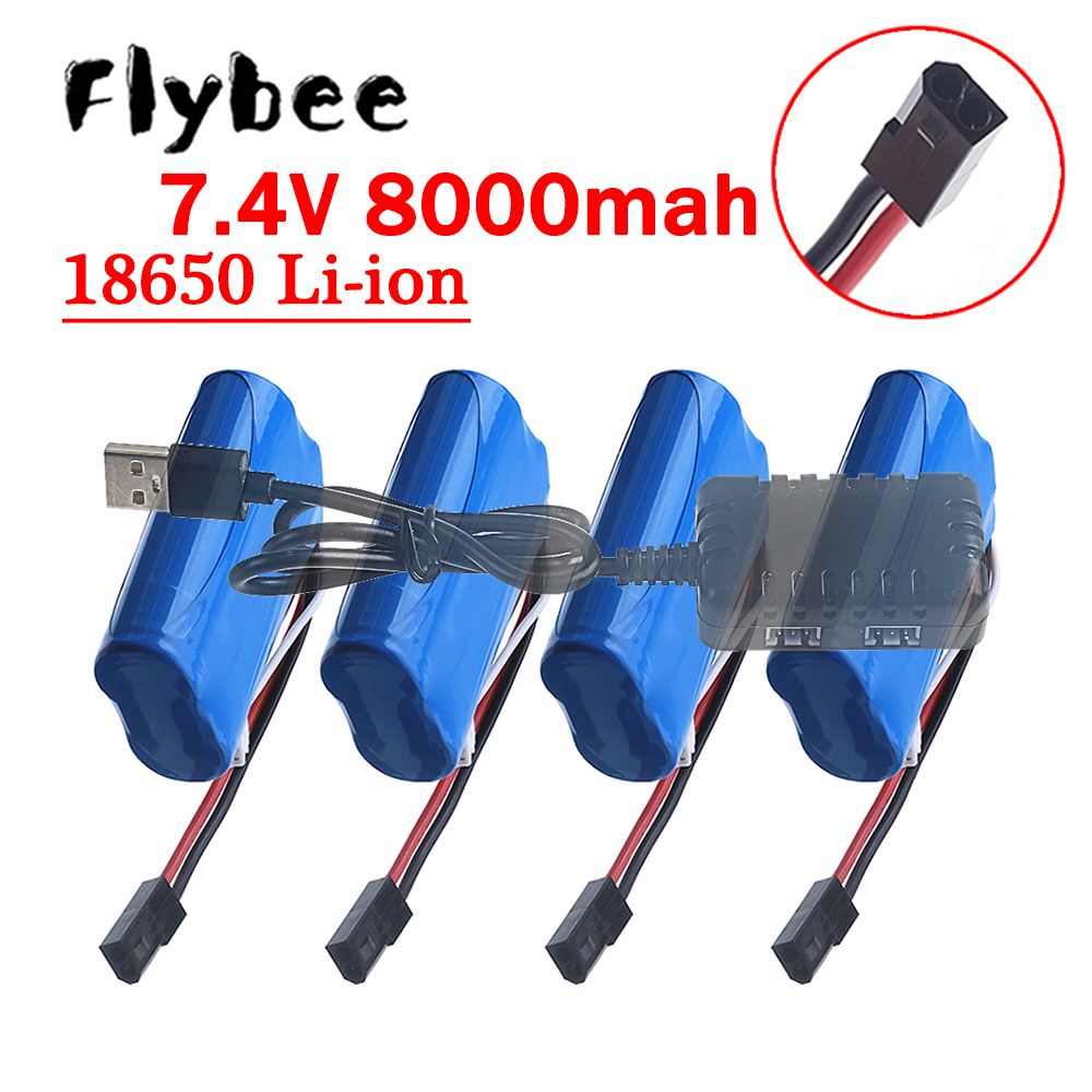 Rc Hobby Vehicles - (5500 Plug) Batteria 18650 7.4V 8000mAh,